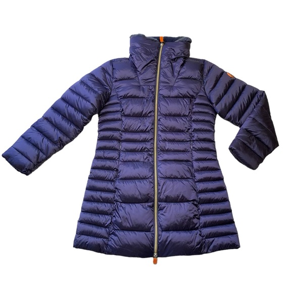 SAVE THE DUCK Other - SAVE THE DUCK Down Puffer Teddy Fur Collar Blue Jacket Girls Size 10